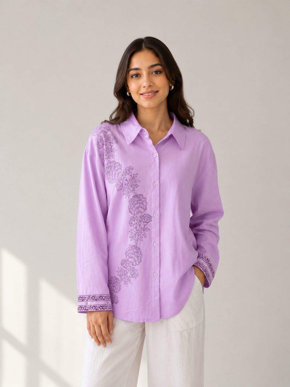 Solid Floral Hand Block Printed