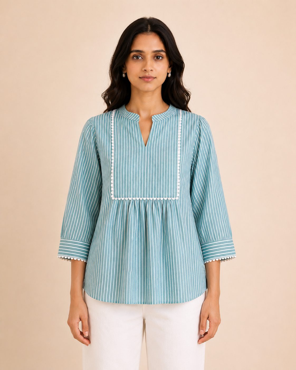 Teal Stripe Top