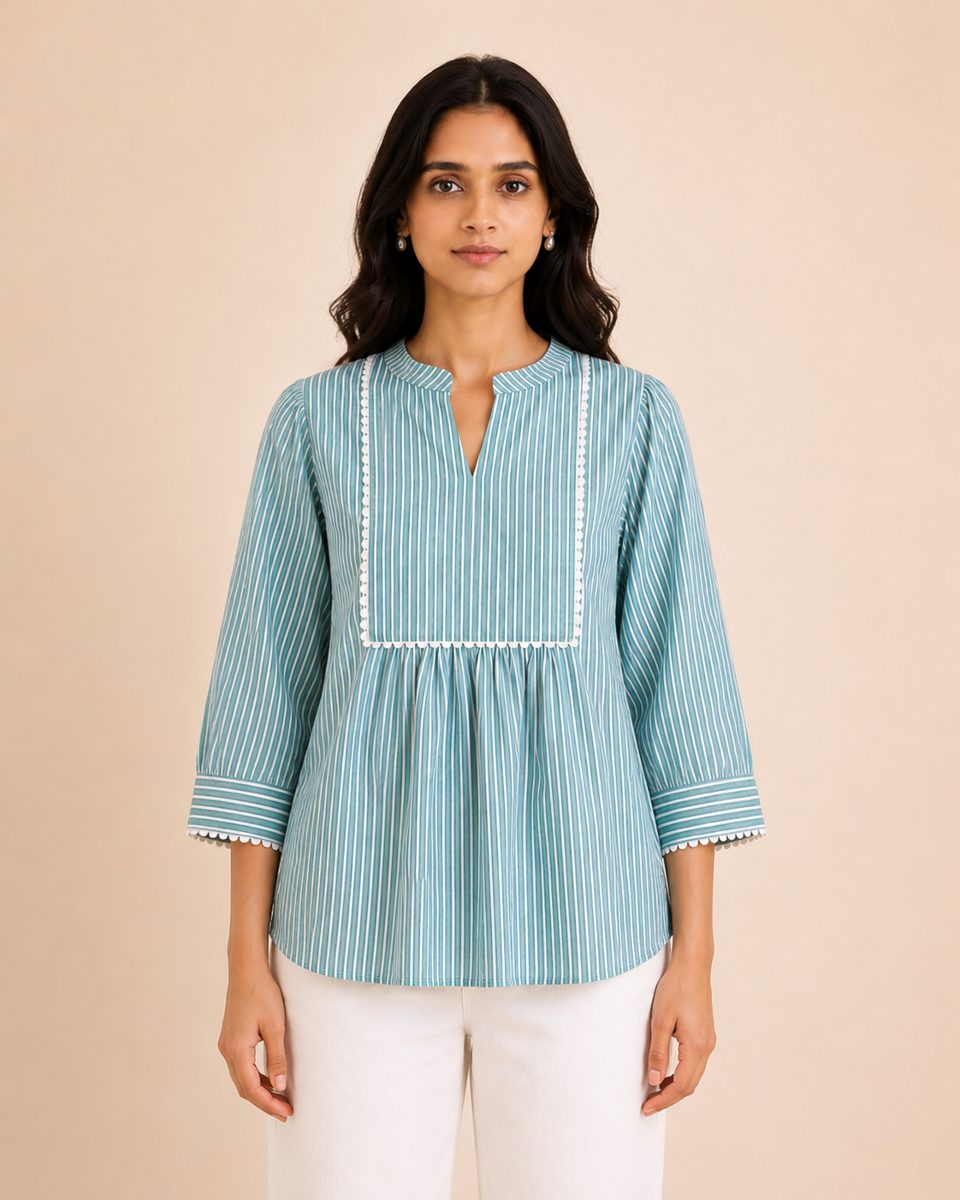 Teal Stripe Top