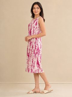 Magenta Tie-Dye A line Dress detail 2