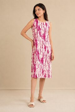 Magenta Tie-Dye A line Dress detail 1