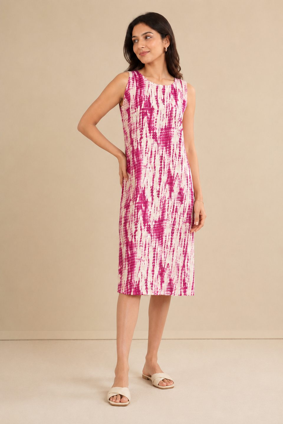 Magenta Tie-Dye A line Dress