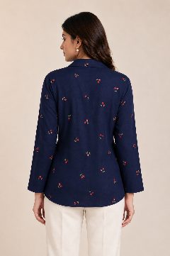 Cherry Faux Wrap Top detail 3